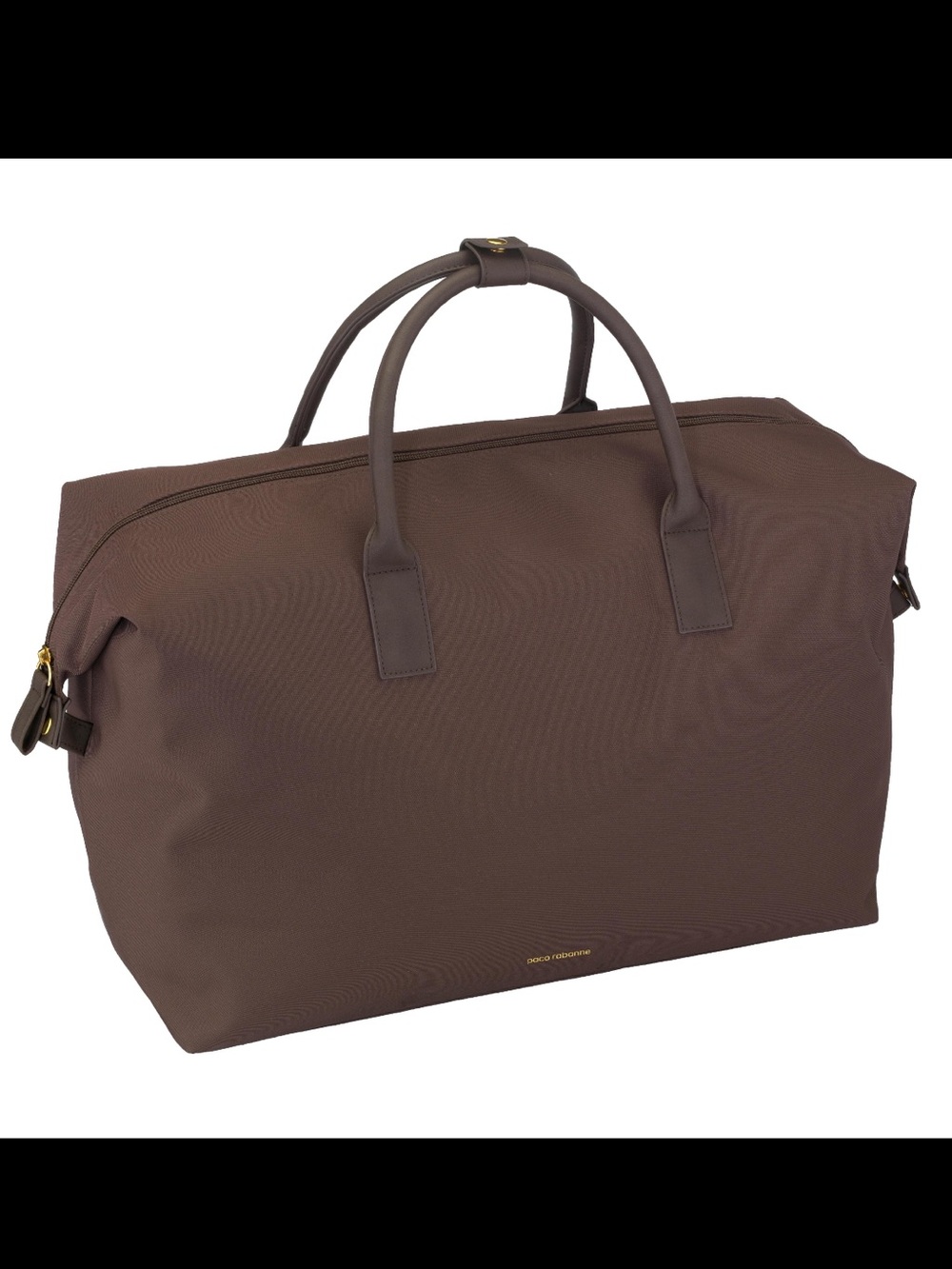 Paco Rabanne Parfums Oversized Brown Tote Bag Zip Top Large Travel Shopper